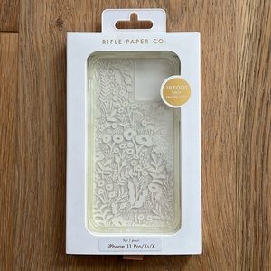 NIB Rifle Paper Co. iPhone 11 Pro/Xs/X Clear Case White Tapestry Lace Flower